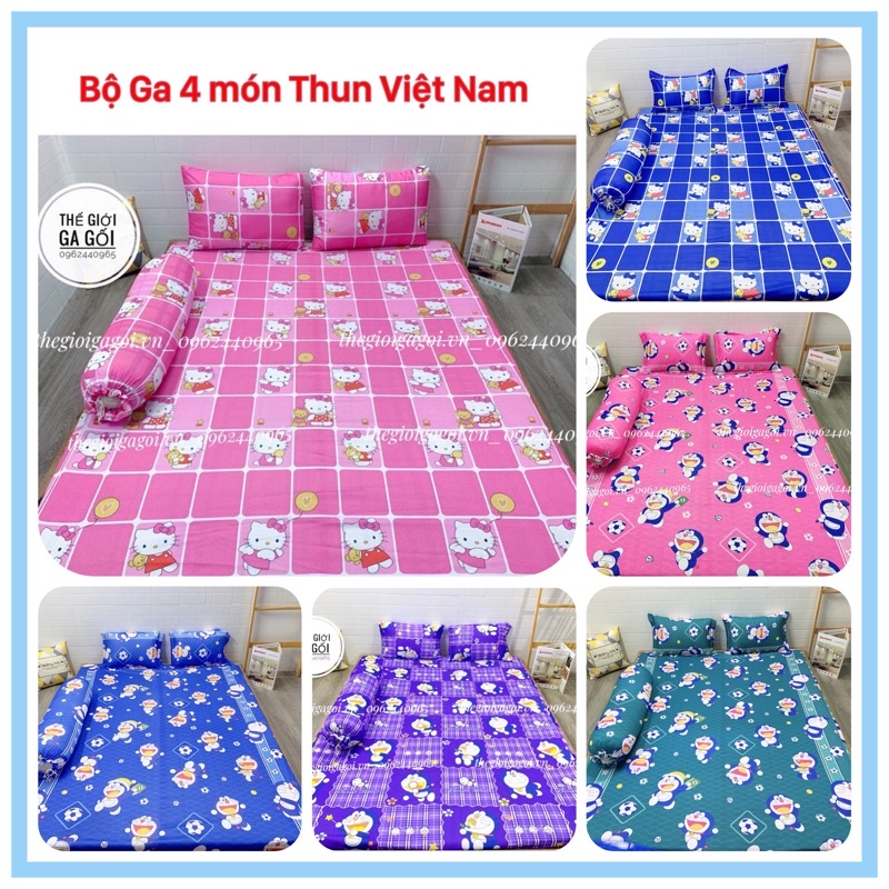 (Link 2)❤️Bộ Ga Thun Lạnh Việt Nam Cao Cấp ( 1 drap bọc + 3 áo gối )