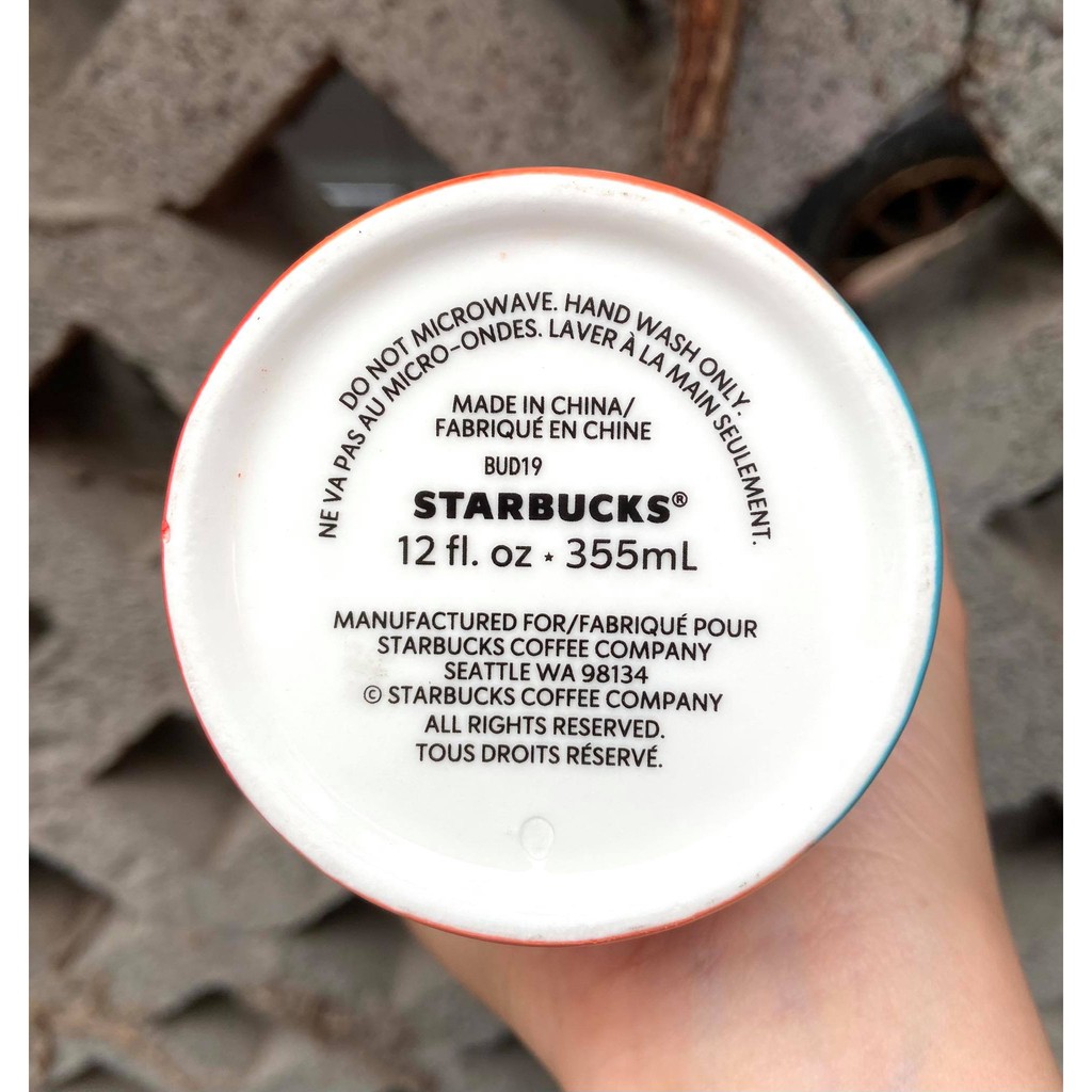 Ly sứ uống nước có nắp chính hãng Starbucks 355ml