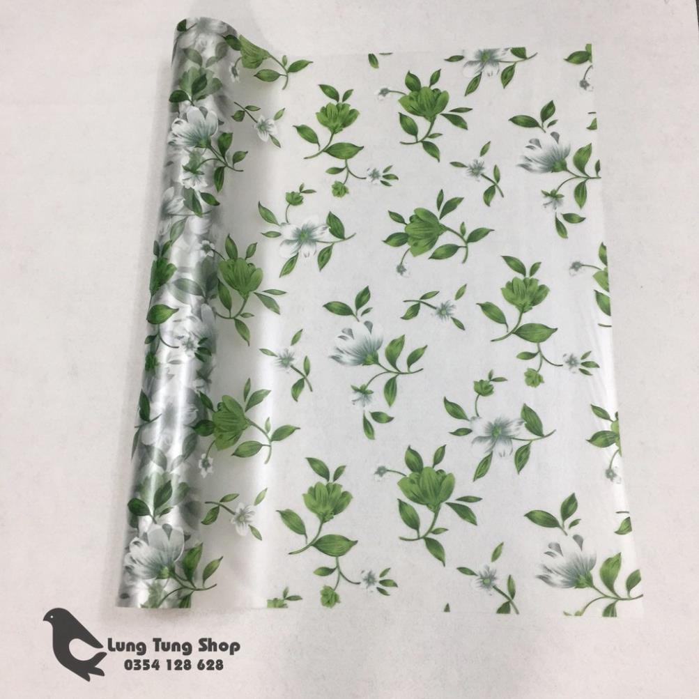 Decal dán kính, giấy đề can dán kính họa tiết hoa trắng lá xanh, dán kính cửa sổ phòng khách đẹp chống nắng