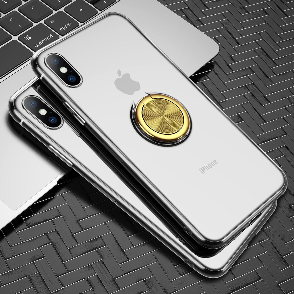 Ốp điện thoại trong suốt có giá đỡ vòng nhẫn cho iPhone 6 6s 7 8 plus X XR XS MAX