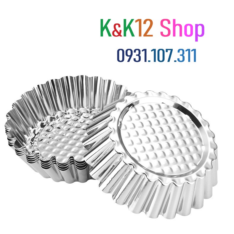 Khuôn làm bánh Tart Trứng bằng inox chất lượng cao, loại lớn rộng 9.5cm