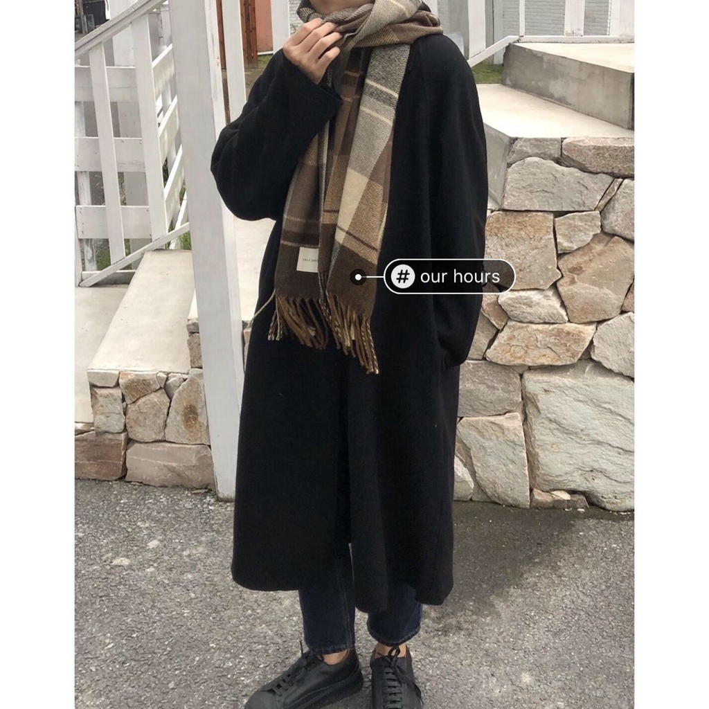 Khăn choàng cổ họa tiết kẻ sọc phối tua rua phong cách retro phương tây thời trang cho nữ
 | BigBuy360 - bigbuy360.vn