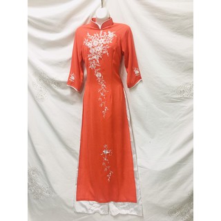Áo Dài Thêu Cành Mai 002 ,có ảnh thật