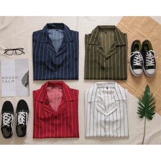 Áo sơ mi lụa dài tay kẻ sọc cổ Vest nam nữ unisex mịn siêu mát kiểu style Korea BTS [MỚI]