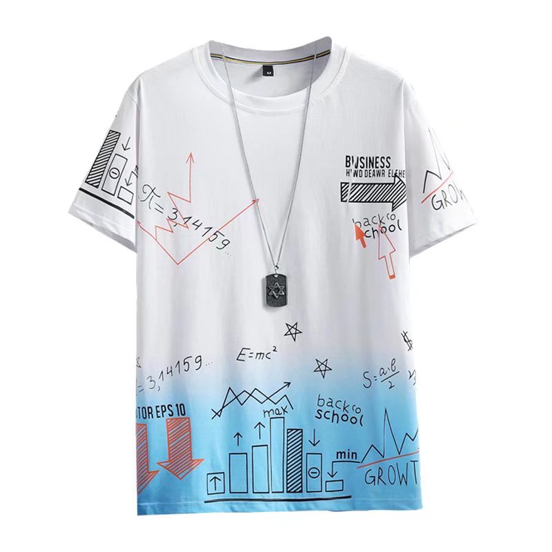 Áo Thun Tay Ngắn Dáng Rộng In Họa Tiết Phong Cách Hồng Kông Thời Trang Mùa Hè Cho Nam Size M-5XL