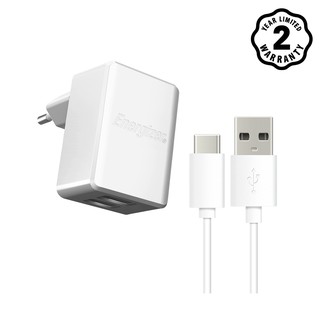 Sạc 2 cổng Energizer HT 2.4A + Kèm cáp USB-C2.0 - ACW2BEUHC23