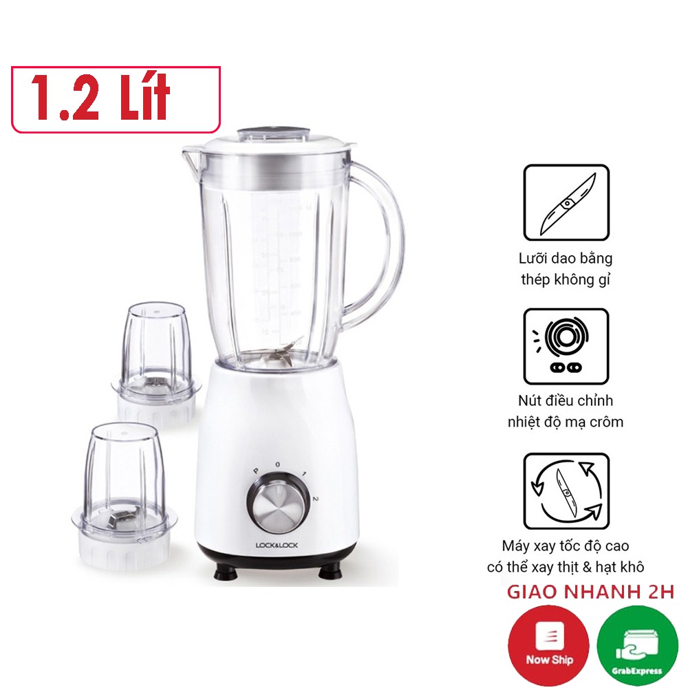 Máy Xay Sinh Tố Đa Năng Smart Blender Lock&Lock 1.2L EJM462, 350W, Bảo Hành 12 Tháng, Lưỡi Bằng Thép Không Gỉ