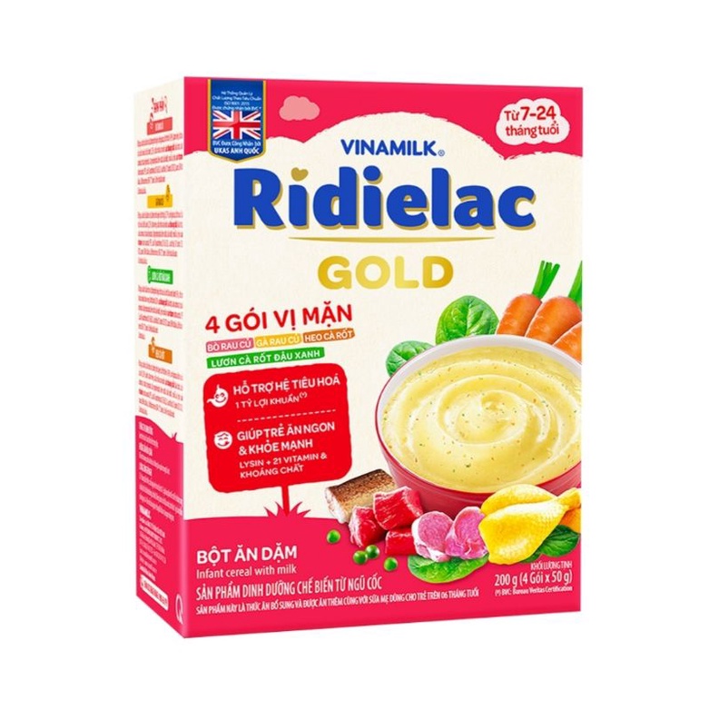 Bột ăn dặm RIDIELAC GOLD 4 Vị Mặn - Hộp giấy 200g