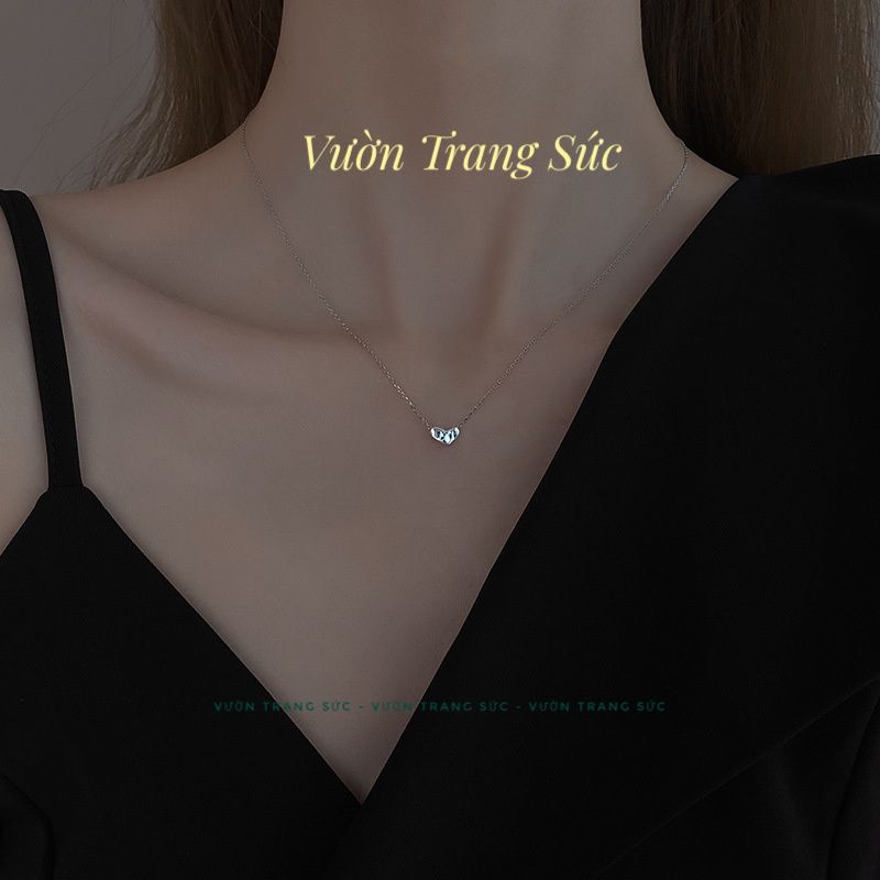 Dây chuyền nữ bạc S925 - Vòng cổ nữ bạc Ý Heal Heart dễ thương, thanh lịch Vườn Trang Sức VTSDC00210
