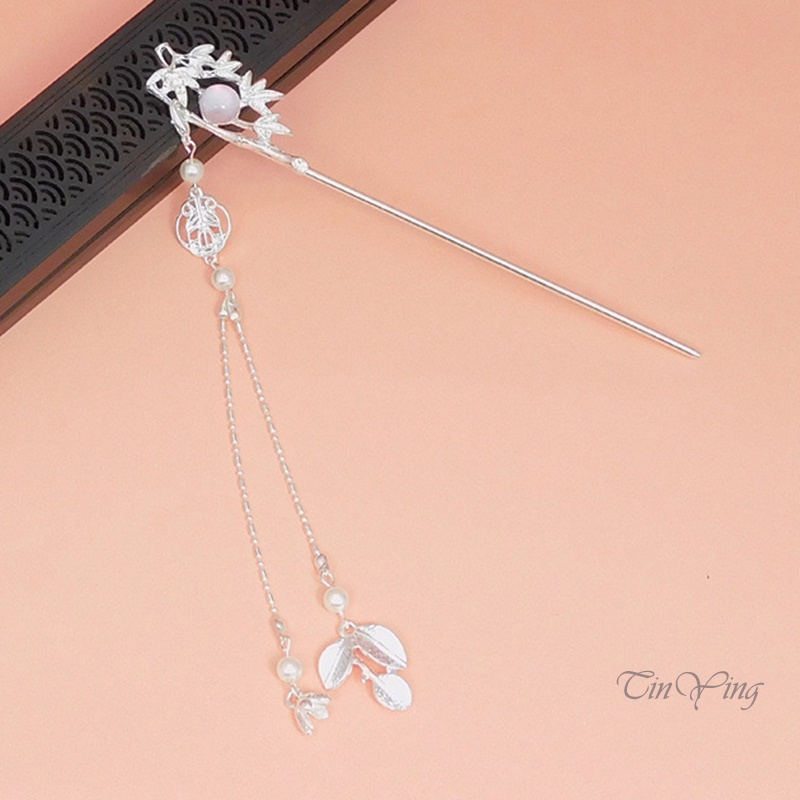 GETNOIVAS Trâm cài tóc bằng hợp kim đính ngọc trai phối tua rua phong cách Trung Hoa cổ điển dành cho cô dâu