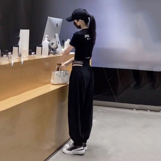 ✔♦Salt sports suit xu hướng thời trang nữ 2021 Áo phông thiết kế mới + quần âu ống suông hai dây