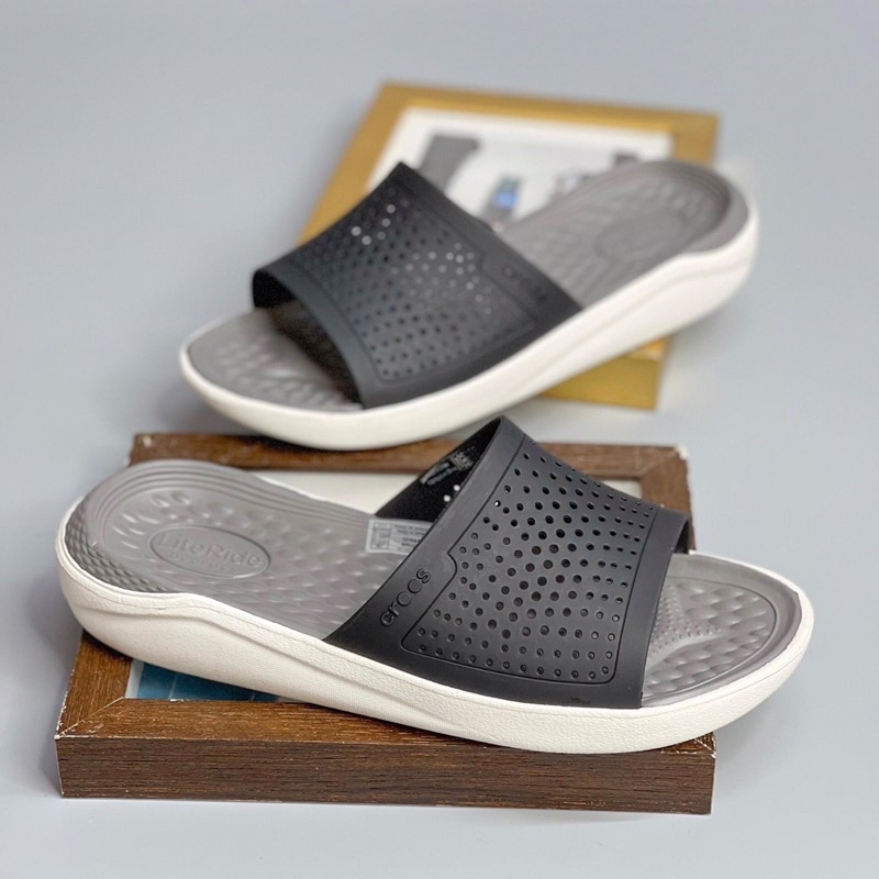 Dép Cross Quai Ngang Literide Màu Đen Xám Hàng Chuẩn Loại 1 full, tag,mac,box hãng