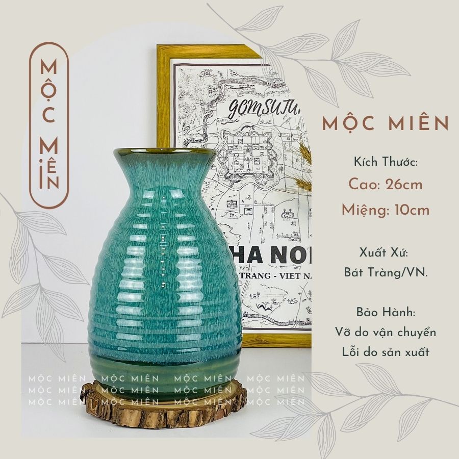 Bình hoa gốm sứ men Bạch Ngọc cỡ Nhỡ nhiều mẫu lọ hoa decor trang trí, Mộc Miên, Gốm Sứ Bát Tràng