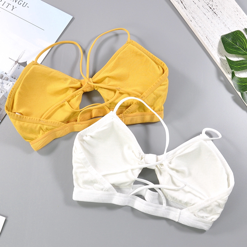 Women's fashion cut-out solid color suspender bra