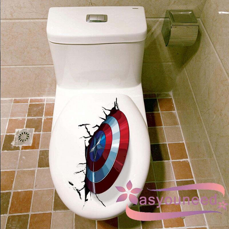 Sticker đội trưởng Mỹ siêu anh hùng dán trang trí toilet