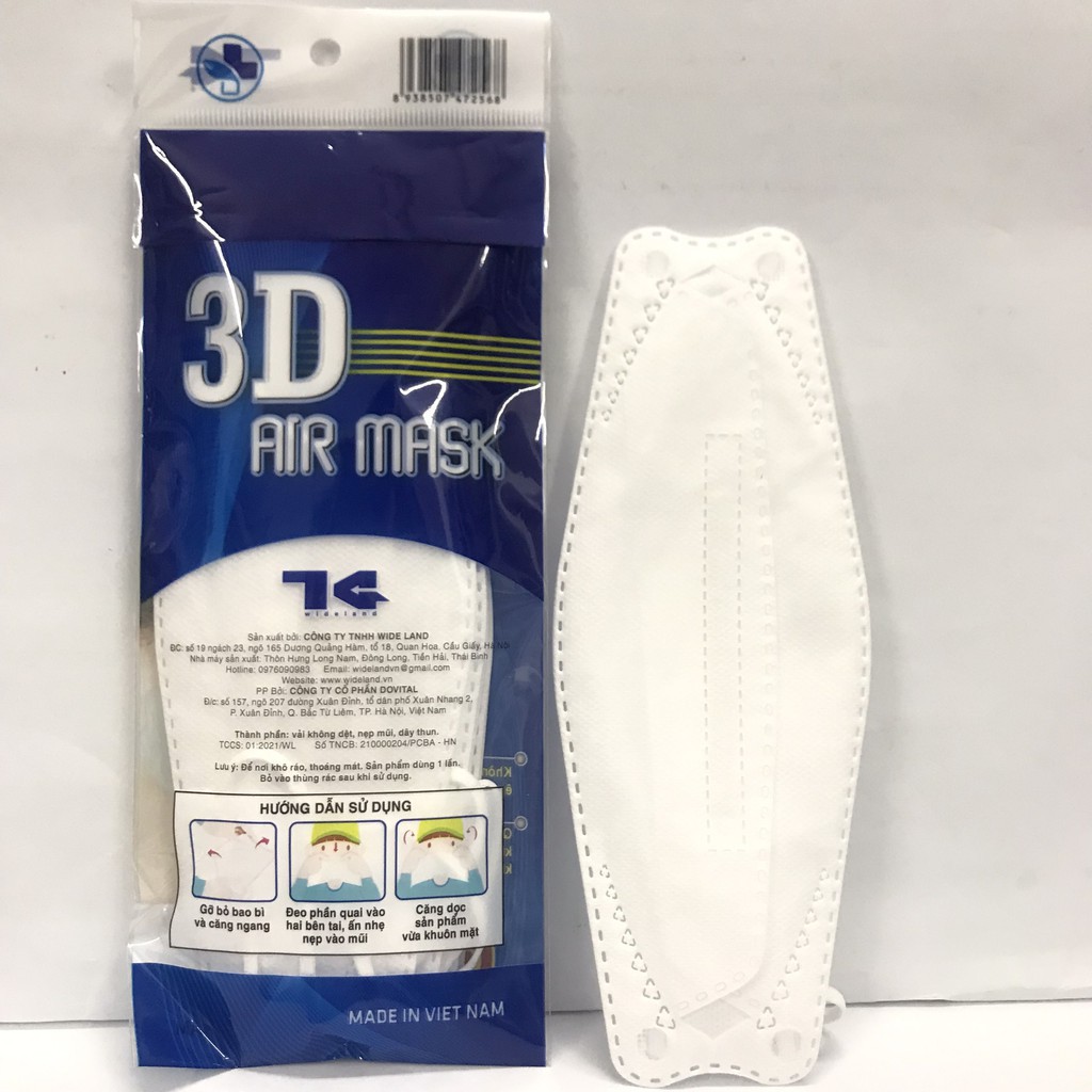 Khẩu trang kháng khuẩn 3D Air Mask, túi 6 cái dầy đẹp, đeo ôm sát mặt, quai chắc chắn, giao hàng giống ảnh chụp