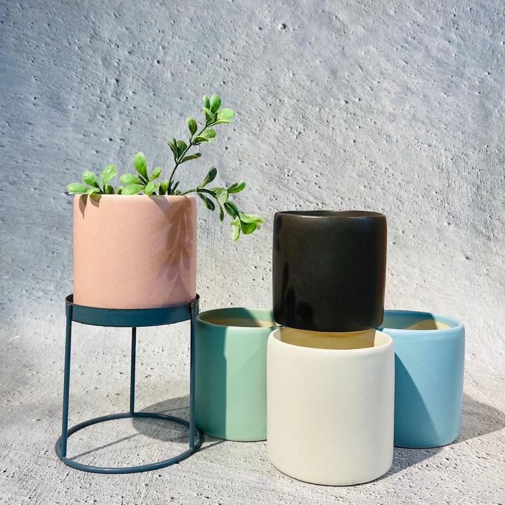 Chậu gốm mini trụ tròn chậu trồng cây sen đá xương rồng, hàng sẵn