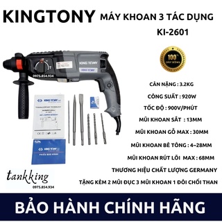 Máy khoan bê tông Kingtony 2601 công suất 920W kèm 3 khoan 2 đục [HÀNG CHÍNH HÃNG]