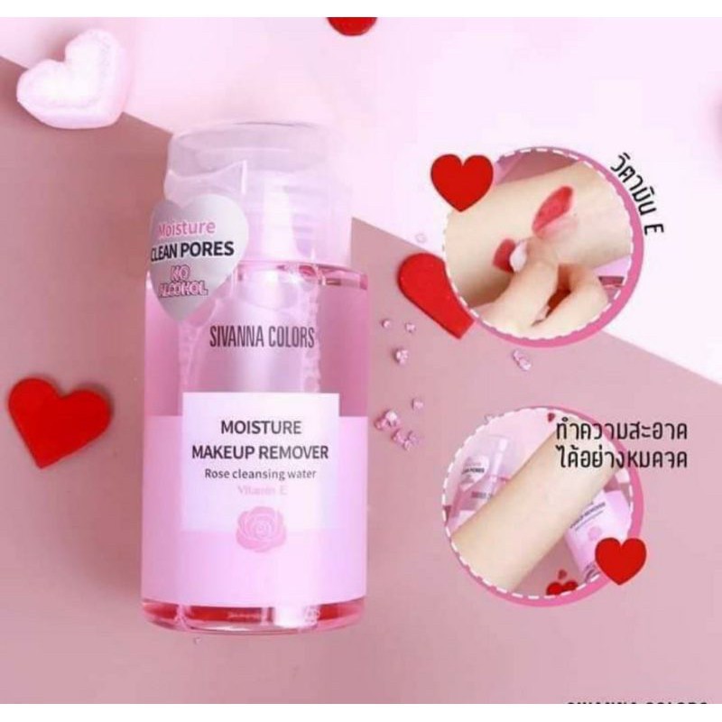 NƯỚC TẨY TRANG HOA HỒNG SIVANNA COLORS MOISTURE MAKEUP REMOVER ROSE CLEANSING WATER THÁI LAN 180ML