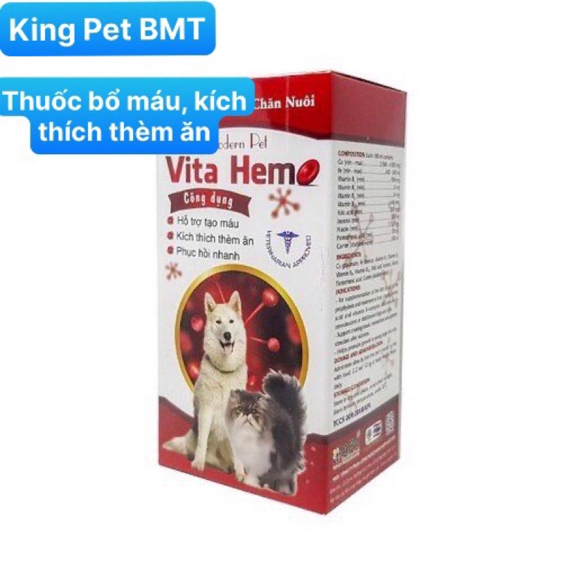 VITAHEMO- Thuốc bổ máu, kích tích ăn uống cho chó mèo