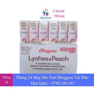 Sữa tươi binggrae vị vải đào 200ml - nhập khẩu hàn quốc
