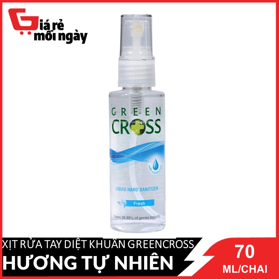 Xịt rửa tay diệt khuẩn GreenCross Hương Tự nhiên tươi mát (Xanh da trời) 70ml