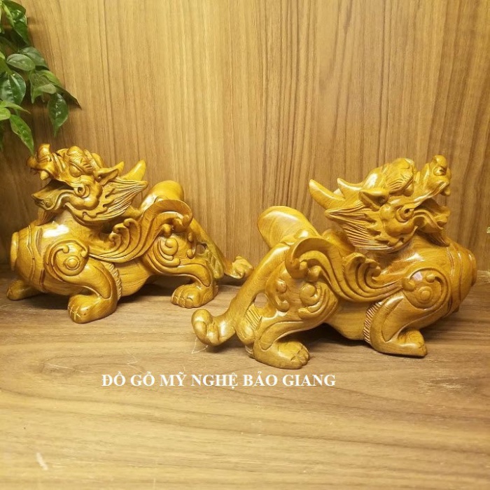 Cặp tỳ hưu gỗ bách
