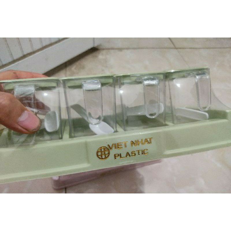 Hũ,hộp đựng gia vị 4 ngăn bền đẹp