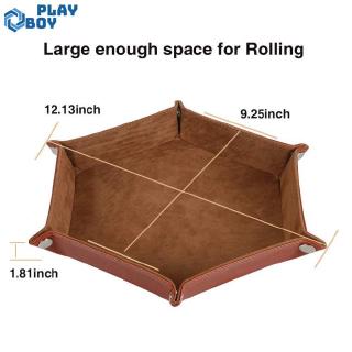 Solid Color Hexagonal Dice Tray Folding PU Storage Box for Table Games