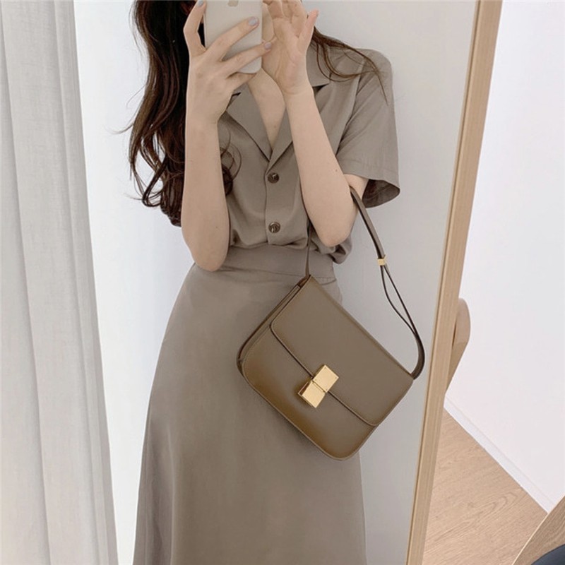 Áo sơ mi cổ Vest Phong cách Hàn Quốc + Chân váy Midi dài Lưng cao Ulzzang Thời trang Kiểu dáng Pháp