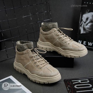 Giày Sneaker Nam Da Lộn Thời Trang Cổ Len Ôm Chân Cao Cấp GD19005 Hàng Fullboxx