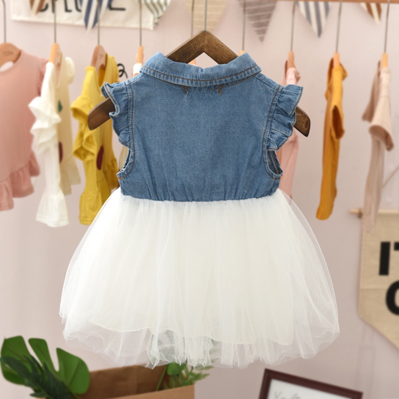 Bộ váy cho bé gái Váy lưới denim AKKU