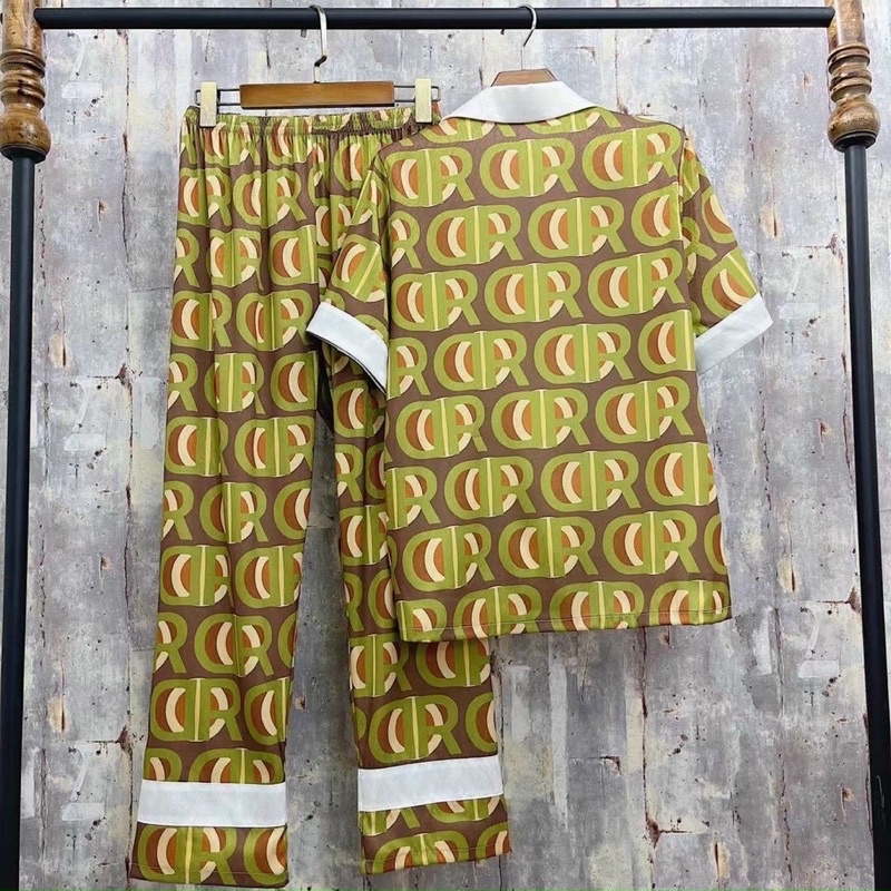 pijama cao cấp lụa xước Quảng Châu tay ngắn xanh xao