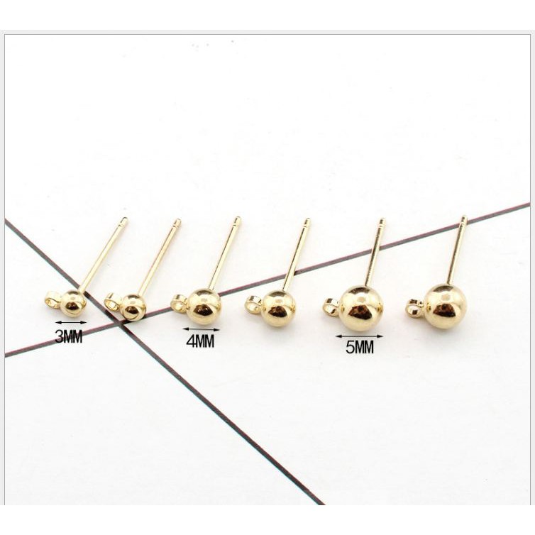 10 chốt làm hoa tai sát đầu bi tròn 3-4-5-6mm