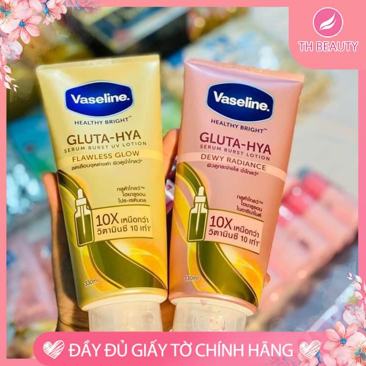 &lt;THẬT 100%&gt; Sữa Dưỡng Thể Vaseline Healthy Bright Gluta HYA Serum 10X Thái Lan 330ml