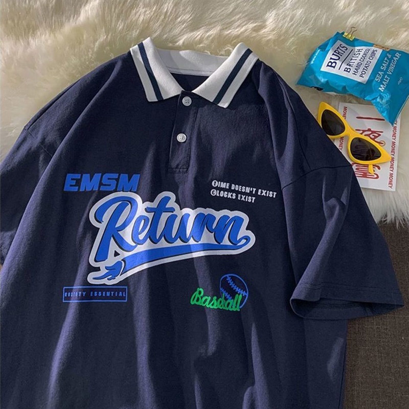 IELGY Áo thun polo tay ngắn phong cách thời trang retro dành cho nữ