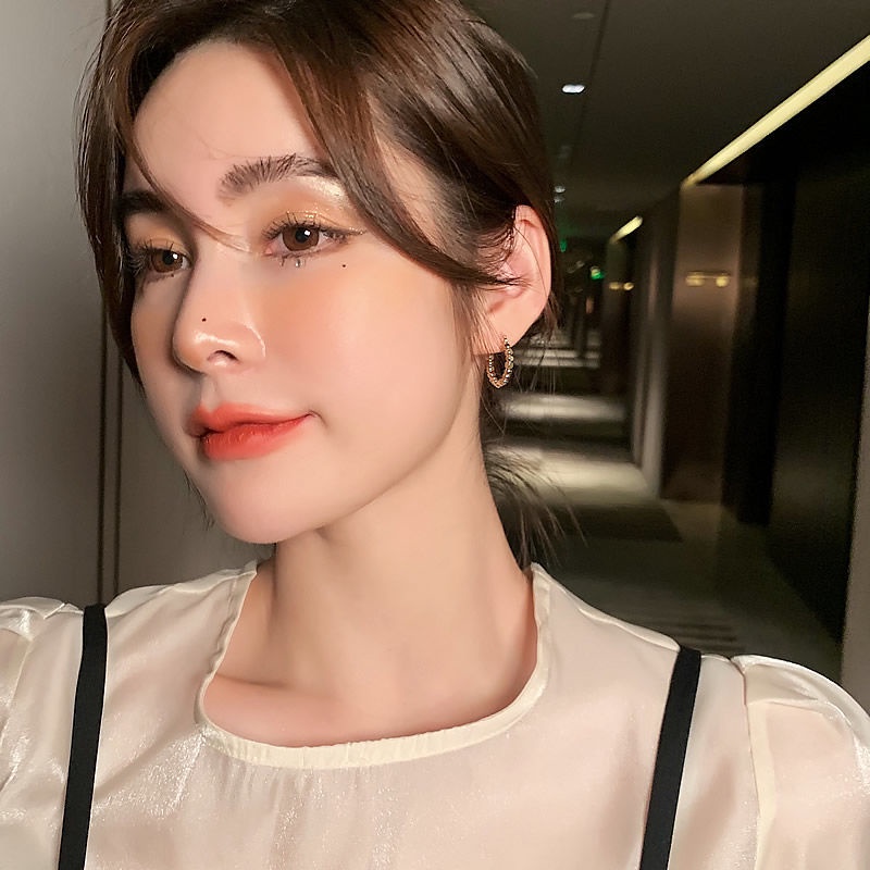 Bông Tai Hình Vuông Màu Vàng Phong Cách Châu Á Cổ Điển Thiết Kế Đơn Giản Mới