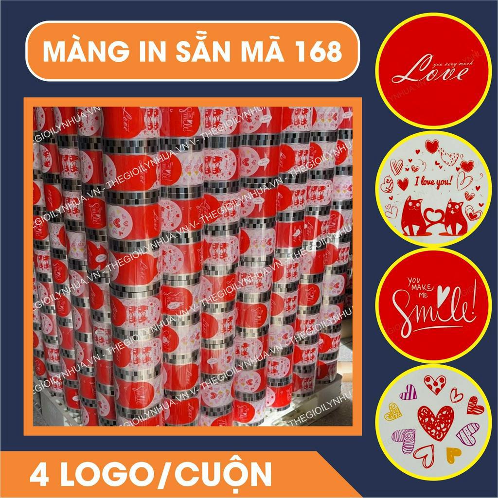 Màng dập ly nhựa, cuộn keo ép ly nhựa, màng ép ly trà sữa in sẵn từ 300ml đến 700ml hiệu HS NEW đủ 2400 ly/cuộn mã 168