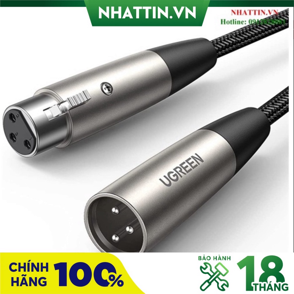 Cáp nối dài XLR 3pin âm dương bọc lưới dài 3m chính hãng Ugreen 20504 - Hàng Cao Cấp
