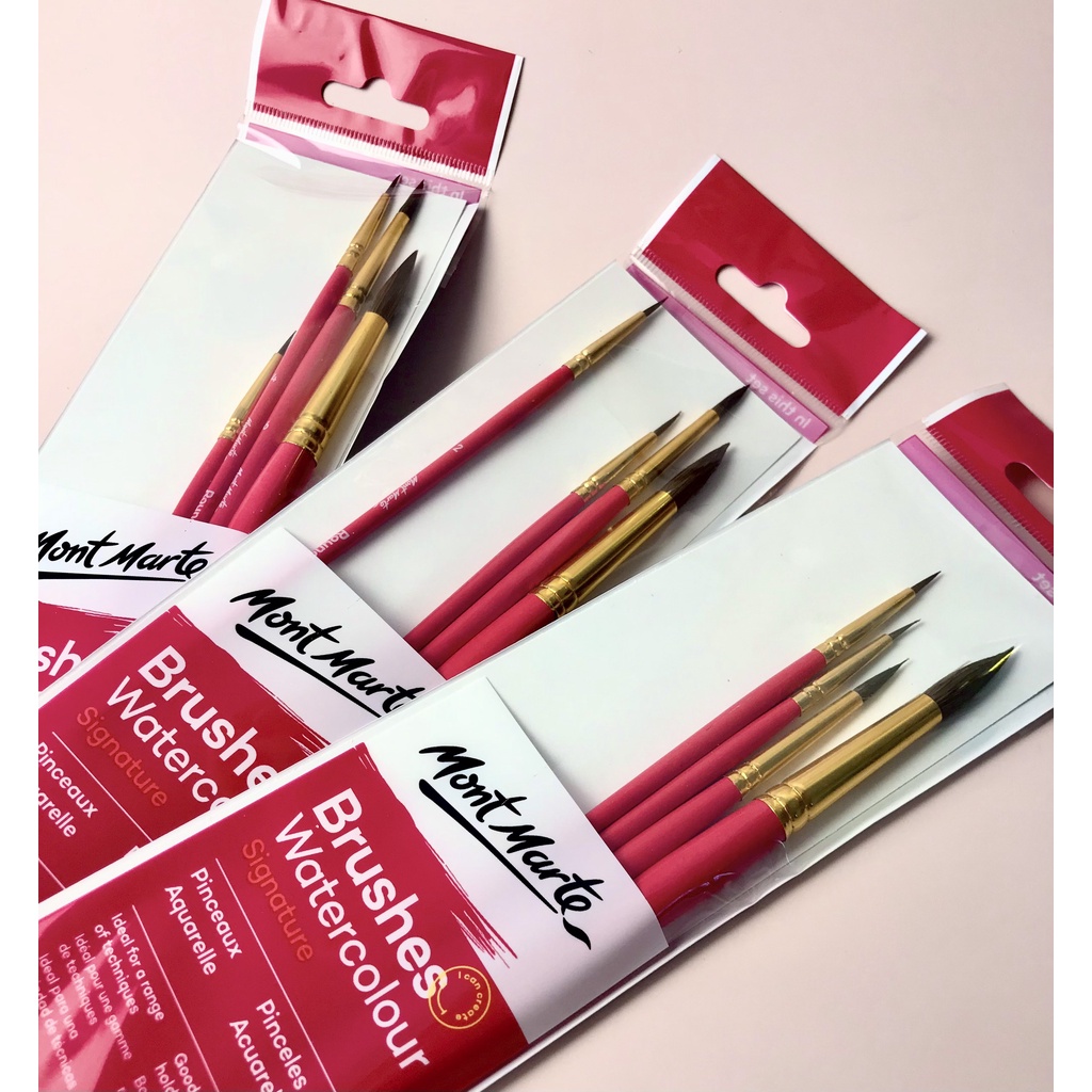 Bộ 4 Cọ Vẽ Màu Nước Mont Marte (Mẫu mới) - Brushes Watercolour 4pce