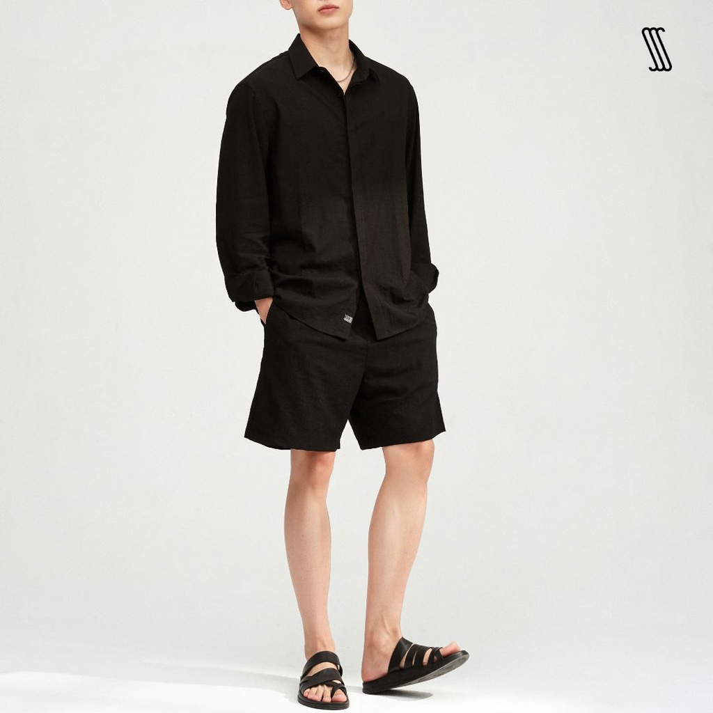 Quần short nam SSSTUTTER linen thoáng mát lưng chun BEI LINEN SHORTS