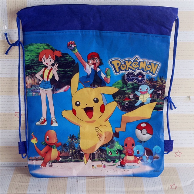 Balo Dây Rút Vải Không Dệt Hình Pikachu Pokemon Cho Trẻ Em