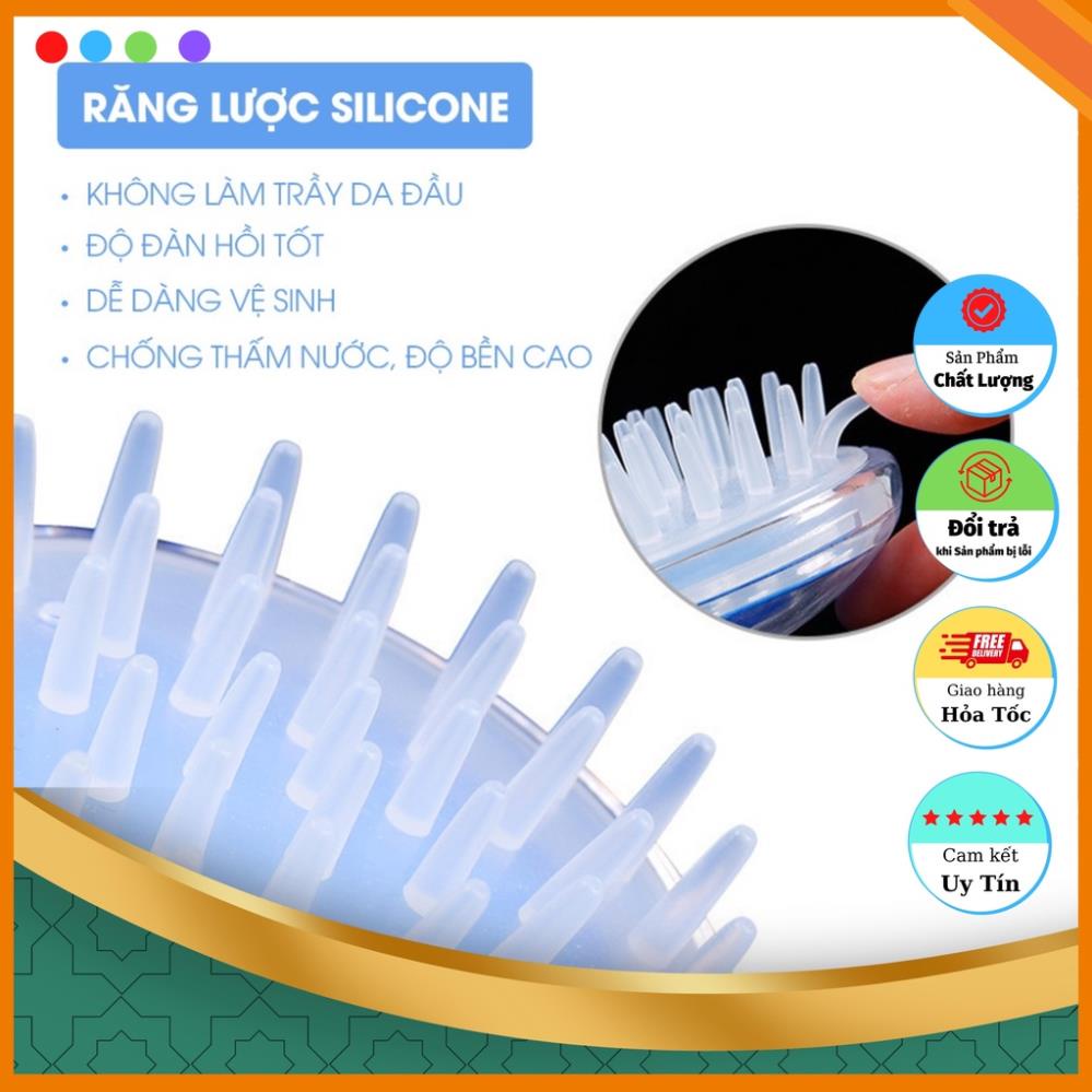 Lược Gội Đầu Massage Gai Silicon Siêu Hot, đàn hồi tốt, chống rụng tóc, Sạch gàu, giảm stress