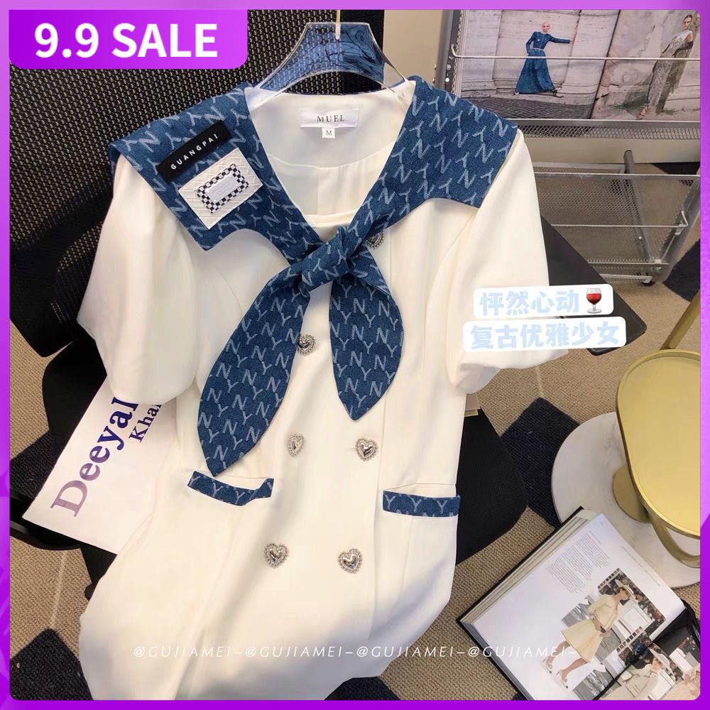 MUEL Original ~ Dress Summer Dress 2022 New Women's Fashion Temperament Joker Retro Hong Kong Taste ins