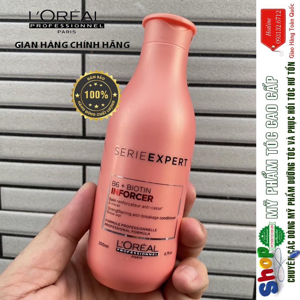 ]L'oreal-chính hãng] Dầu xả tăng cường dưỡng chất cho tóc gãy rụng L'oréal Inforcer B6 + Biotin 500ml/200ml