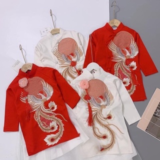 Áo dài cách tân nhung cho bé