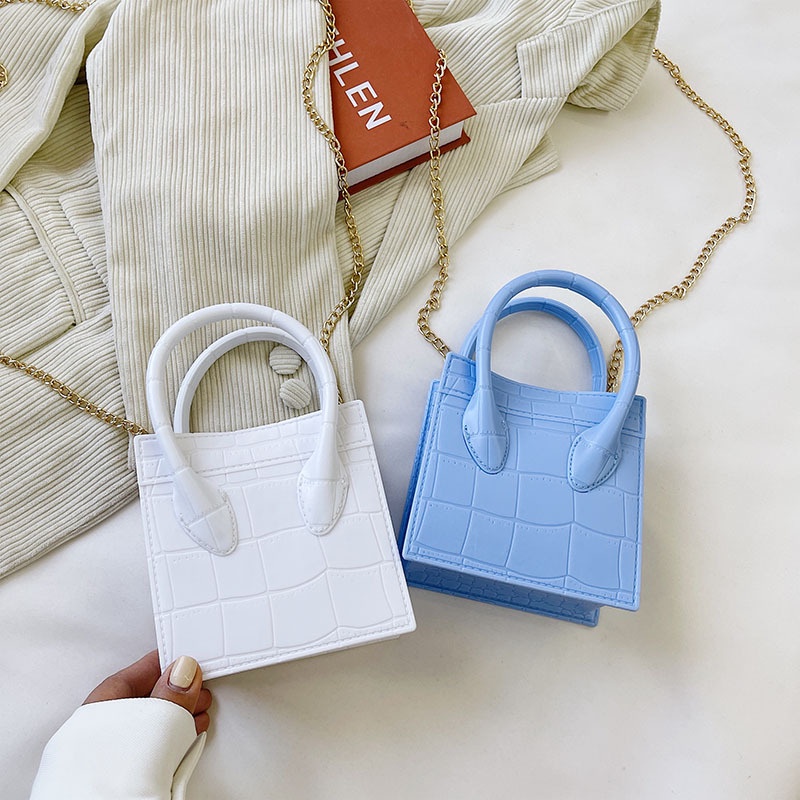 Túi đeo chéo hình vuông cỡ nhỏ họa tiết vân da cá sấu thời trang dành cho nữ
