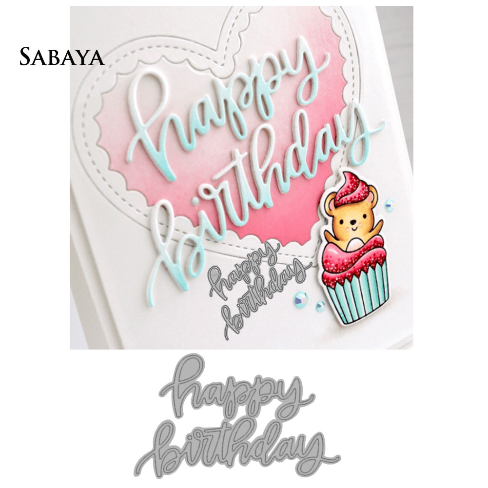 Khuôn cắt giấy bằng kim loại hình chữ Happy Birthday trang trí sổ lưu niệm