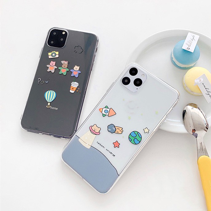 Ốp lưng iphone Gấu Không Gian viền trong chống ố 5/5s/6/6plus/6s/6splus/7/7plus/8/8plus/x/xs/11/12/pro/max/plus/promax