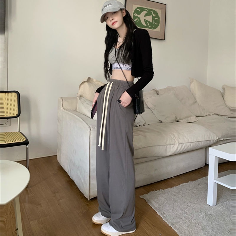 COZOK Quần Lưng Cao Ống Rộng Phối Dây Rút Thời Trang Trẻ Trung